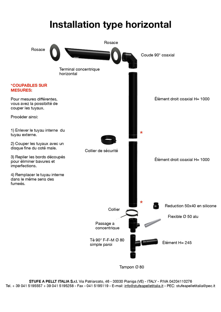 
                  
                    Kit Conduit Ventouse Horizontal pour Poêle à Granulés étanche Ø80-Ø130
                  
                